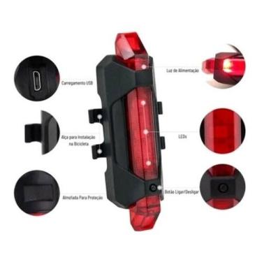 Imagem de Sinalizador Traseiro Bike Luz 5 Led Recarregável Bicicleta