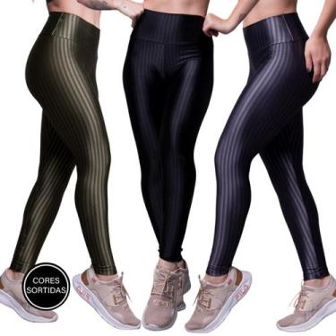 Imagem de Kit 5 Calças Legging WLS Modas New Zig Feminina Poliamida Academia, M,