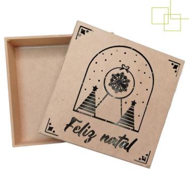 Imagem de Caixa Presente em MDF Decorada Natal Coração Caixinha 15x15x5 - Expres