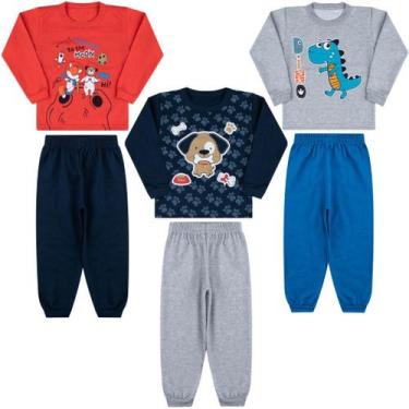 Imagem de 3 Conjunto Inverno Infantil Moletom Roupa Frio Menina Menino - BEBE MA