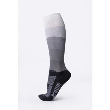 Imagem de Meia para Corrida HUPI Longa Colors Preto e Cinza, Preto, Cinza