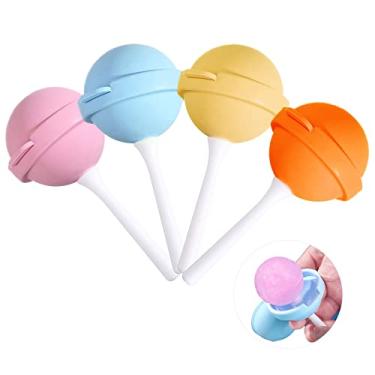 Imagem de Máquina de sorvete de pirulito de silicone, moldes caseiros de picolé, máquina de picolé DIY para crianças, molde de sorvete de pirulito, moldes reutilizáveis de picolé (Rosa/amarelo/laranja/azul)