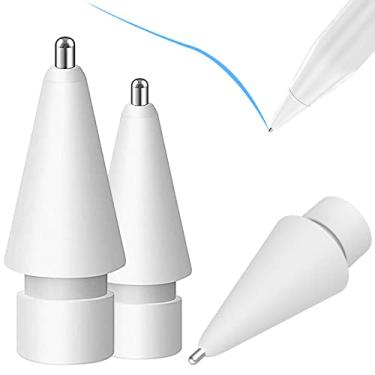 Imagem de Wilbeva Pacote com 3 pontas de metal de substituição compatíveis com Apple iPad Pencil 1/2/Pro Generation, pontas de substituição altamente sensíveis e caneta de controle preciso/ponta Stylus para lápis