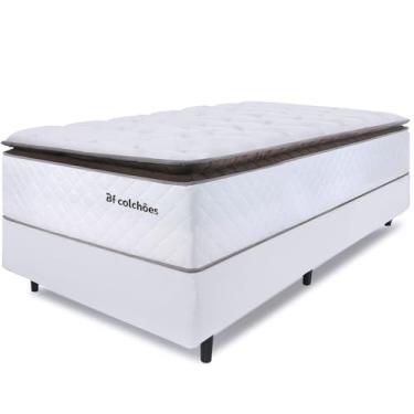 Imagem de Cama Box com Colchão Solteiro Molas Ensacadas Alto 88x188cm Premium Sleep Branco BF Colchões