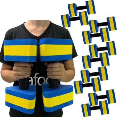 Imagem de Kit 5 Pares de Halteres Hidroginástica Em EVA 3 A 4 Kg DF4013-AZ Azul/