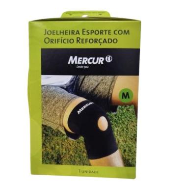 Imagem de Joelheira Esporte Com Orifício Reforçado Média - Mercur, Preto, M