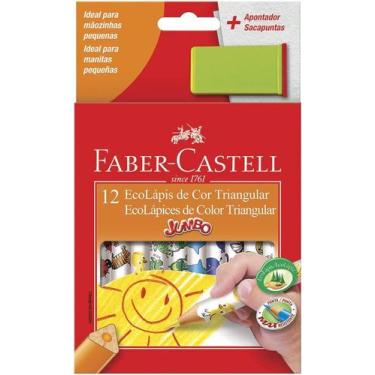Imagem de Lápis De Cor Faber-Castell Jumbo Triangular Com 12 EcoLápis + 1 Aponta