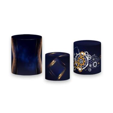 Imagem de Trio De Capa Cilindro  - Engenharia Azul e Dourado 010 - Via Cores