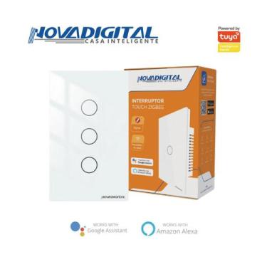 Imagem de Interruptor 3 Botões Branco Touch Zigbee Novadigital Tuya