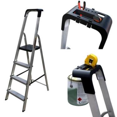 Imagem de Escada Doméstica 4 Degraus Em Alumínio Botafogo Pro Esc0024