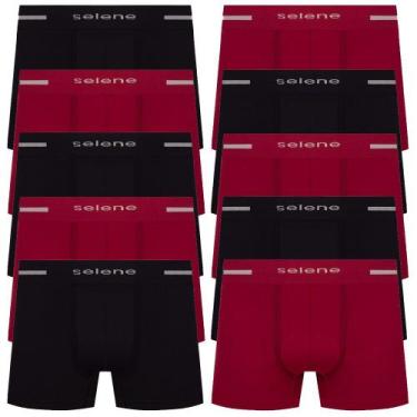 Imagem de Kit 10 Cueca Box Boxer Microfibra  Selene Masculina Original, Preta co