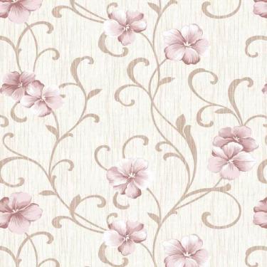 Imagem de Papel de Parede Decorativo Floral Delicado Rosa e Bege 2,5m - DEKAL DE