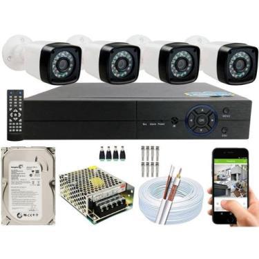 Imagem de Kit Cftv 4 Câmeras Segurança 2MP 1080p 20m Dvr Full Hd 4Ch Ch - Protec