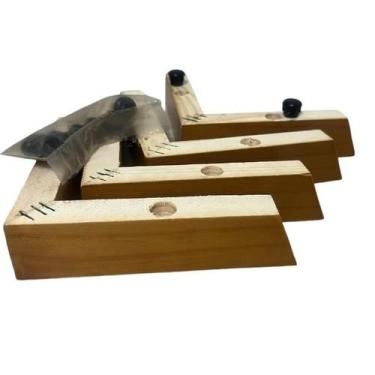 Imagem de pés para sofá madeira / kit 4 cantoneira mel c/ sapata plástica - Móve