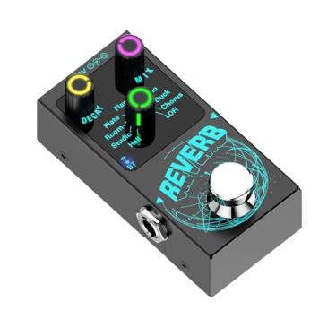Imagem de Almencla Pedal de efeito reverb de guitarra, pedal digital de reverb com 9 modos de caixa de ferro, fácil de transportar, pedal de efeito de reverb para
