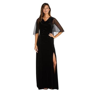Imagem de R&M Richards Vestido de noite feminino com fenda lateral, Preto, 50