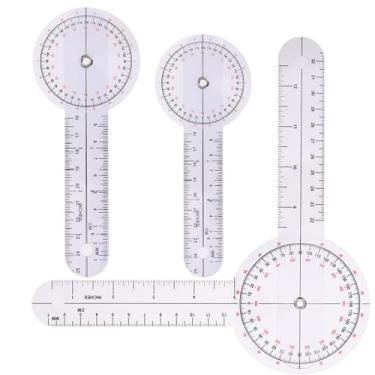 Imagem de Conjunto de 3 peças goniômetro de 30,5 cm 20,3 cm 15,2 cm Goniômetro fisioterapia régua de ângulo de medição corporal de 360°, goniômetro de plástico transparente para medir amplitude de movimento