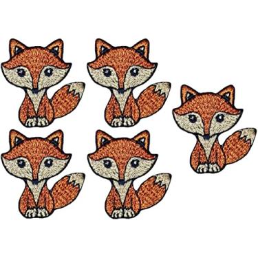 Imagem de Papapatch Conjunto de 5 pequenos pequenos pequenos animais lobo raposa fofo bebê decalque decorativo fantasia DIY roupas reparação jaqueta camisetas sacos aplique costurar ferro em remendos bordados -