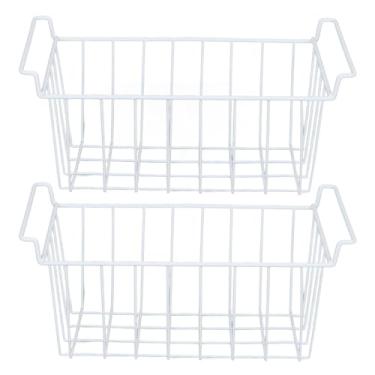 Imagem de Organizador de Cesta de Freezer de Fio de Aço - Caixa de Armazenamento Multifuncional Revestida de PE para Geladeira e Uso Doméstico (Branco)