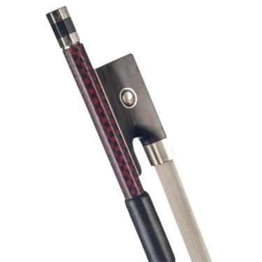 Imagem de 4/4 arco de violino grade de fibra de carbono redondo vara sapo de ébano com incrustação de olho redondo clássico Arco violino prático