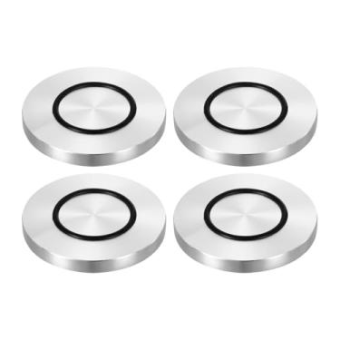 Imagem de uxcell Rosca M8 70 mm / 2,8" diâmetro 8 mm espessura alumínio círculo disco disco adaptador superior 4 peças redondo sólido mesa pés almofada placa hardware com anel de borracha antiderrapante