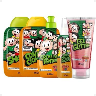 Imagem de Kit Cia da Natureza Turma da Mônica Kids: Shampoo, Condicionador, Creme, Spray e Gel Glitter