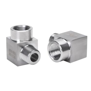 Imagem de DERPIPE Cotovelo de rua de 90 graus - NPT macho de 3/20.3 cm para NPT fêmea de aço inoxidável 304 resistente forjado quadrado Barstock Street Elbow adaptador de encaixe de tubo (pacote com 2)