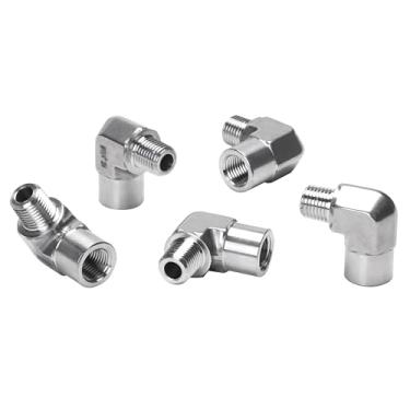 Imagem de DERPIPE Cotovelo de rua de 90 graus - 1/10.2 cm NPT macho para 1/10.2 cm NPT fêmea aço inoxidável 304 adaptador de cotovelo forjado Barstock Street encaixe de tubulação (pacote com 5)