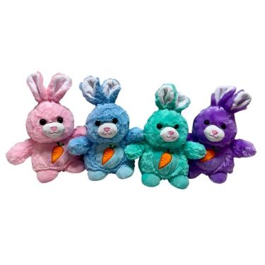 Imagem de Kit 4 Coelho De Pelucia Cesta Fofo Colorido Para Pascoa - 25cm