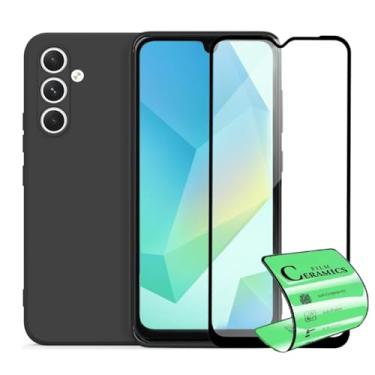 Imagem de Kit Película Premium 9D Cerâmica e Capa Capinha VELUDO preta Compatível Com Samsung Galaxy A16