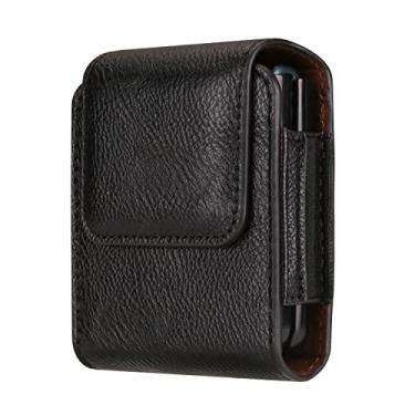 Imagem de Bolsa de cintura para celular masculina de couro compatível com Samsung Galaxy Z Flip 6/Z Flip 5/Z Flip 4/Z Flip 3/Z Flip 4G 5G, coldre para celular com clipe de cinto, bolsa de cinto com gancho