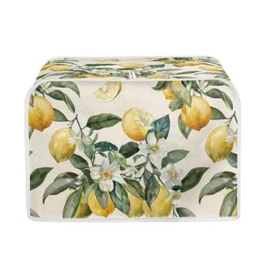 Imagem de Eheartsgir Capa de torradeira com estampa de limão para cozinha, cafeteira, protetor de pão, leve, durável, torradeira, capa de proteção de impressão digital com alça superior para decoração de sala