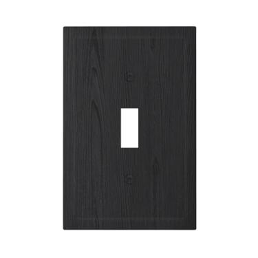 Imagem de Wpshijia Placa de cobertura de interruptor de luz preta vintage textura de madeira rústica 1 gangue placas decorativas de interruptor placa de parede placa frontal elétrica capa de soquete para