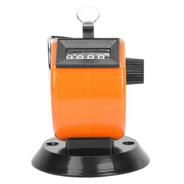 Imagem de BERM Contador de contagem manual, ferramenta mecânica de contagem portátil com revestimento de plástico ABS de 4 dígitos com base de gancho para esportes (Orange)