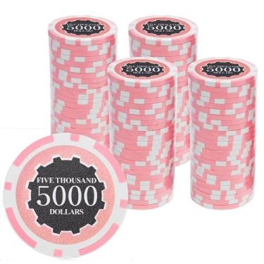 Imagem de Gamers Lounge Fichas de pôquer Eclipse 14 gramas (pacote com 100) - Composto de argila pesada ($5.000 rosa)