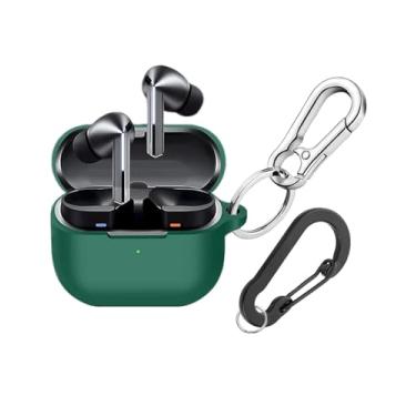 Imagem de Compatível com Samsung Galaxy Buds 3, capas protetoras de silicone macio para Galaxy Buds 3 Pro com chaveiro, capa à prova de choque para Galaxy Buds Pro 3 (2024) para mulheres e homens (verde)