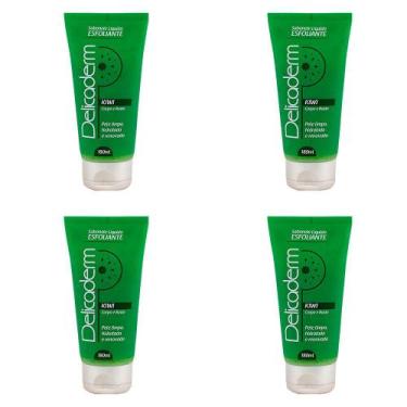 Imagem de Kit 4 Und Sabonete Líquido Delicaderm Esfoliante Corpo Kiwi 180ml