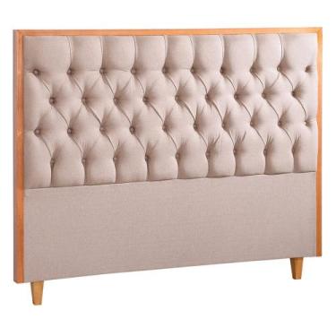 Imagem de Cabeceira Queen Luxo Sevilha Linho com Detalhe em Madeiras Mac Interio