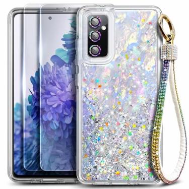 Imagem de WDHD Capa para Samsung Galaxy S23 FE, capa protetora elegante com estampa de concha brilhante com [pacote com 2 protetores de tela de vidro temperado/protetor de lente da câmera/cordão de alça de