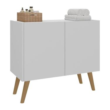 Imagem de Gabinete Armário De Banheiro 62,5cm Retrô 2 Portas Multimóveis Mp5045 Branco/natural Branco/natural