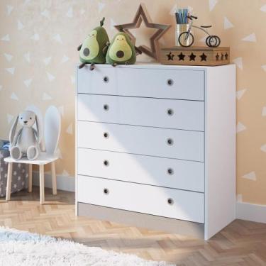 Imagem de Cômoda Infantil com 5 Gavetas Multimóveis CR40101, Branco/Fumê