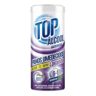 Imagem de Panos Umedecidos Álcool 70% INPM Bactericida, Pote Com 35 Unidades (Lavanda)