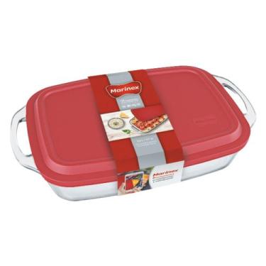 Imagem de Travessa Retangular Vidro Alta C Tampa 3,5L Seletta Marinex - NADIR FI