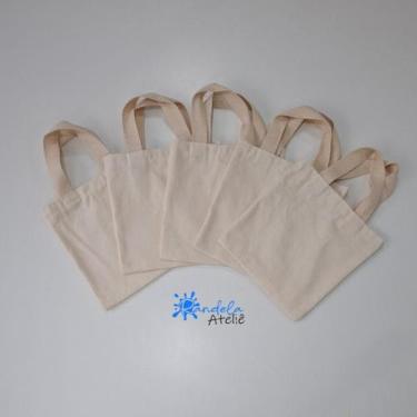 Imagem de Kit 5 Ecobag Algodão Cru 20x20cm - Randela Ateliê