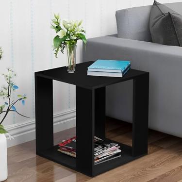 Imagem de Mesa De Centro Sala Decorativa Apoio Lateral Mdf Mesinha Auxiliar Móveis Decoração 49cm x 39cm (Preto)