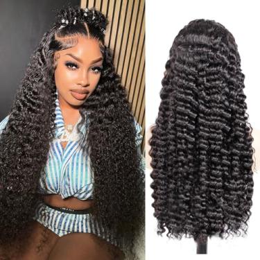 Imagem de Amzluck Peruca De Cabelo Humano Com Renda Frontal, 26 Polegadas, Ondas Profundas, 13X4 Hd, Transparente, Cacheada, Densidade 200, Pré-Arrancada E Sem Cola, Cor Natural