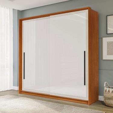 Imagem de Guarda-Roupa Casal Valência 2 Portas 2 Gavetas Freijó/Branco - Politorno