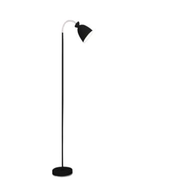 Imagem de Luminária Piso Abajur Chão Ferro Lâmpada De Leitura Com Pescoço De Ganso Flexível Ajustável Lâmpada De Pé De Metal(PRETO)