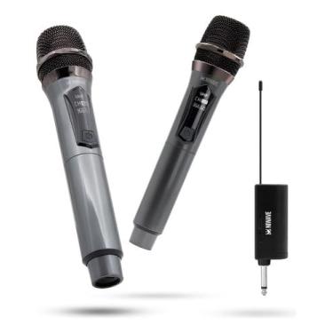 Imagem de Kit 2 Microfone Sem Fio Profissional Recarregavel Uhf Led Com Receptor Para Karaoke - Para Igreja- Para Eventos - Para Palestras- Niwave