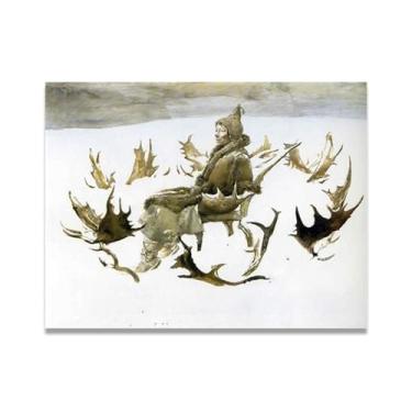 Imagem de LKXGRRSFG Impressão em tela do Círculo Ártico Andrew Wyeth - Arte de realismo americano, aquarela e pintura de têmpera de ovo para decoração de casa 20 x 26 cm